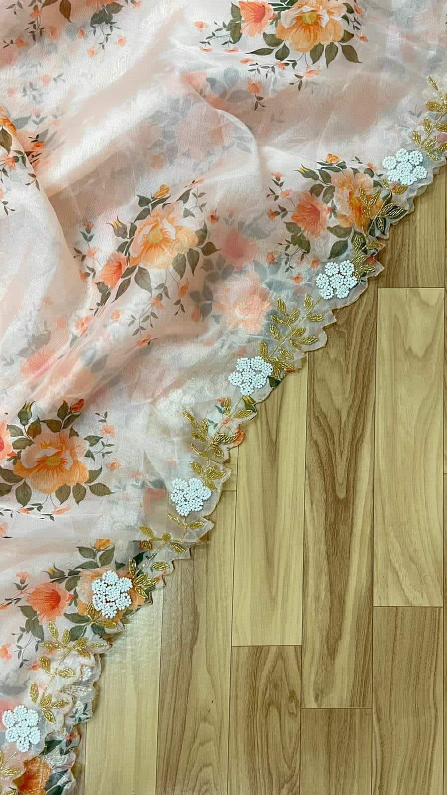 Organza Saree with Handcrafted Detailing