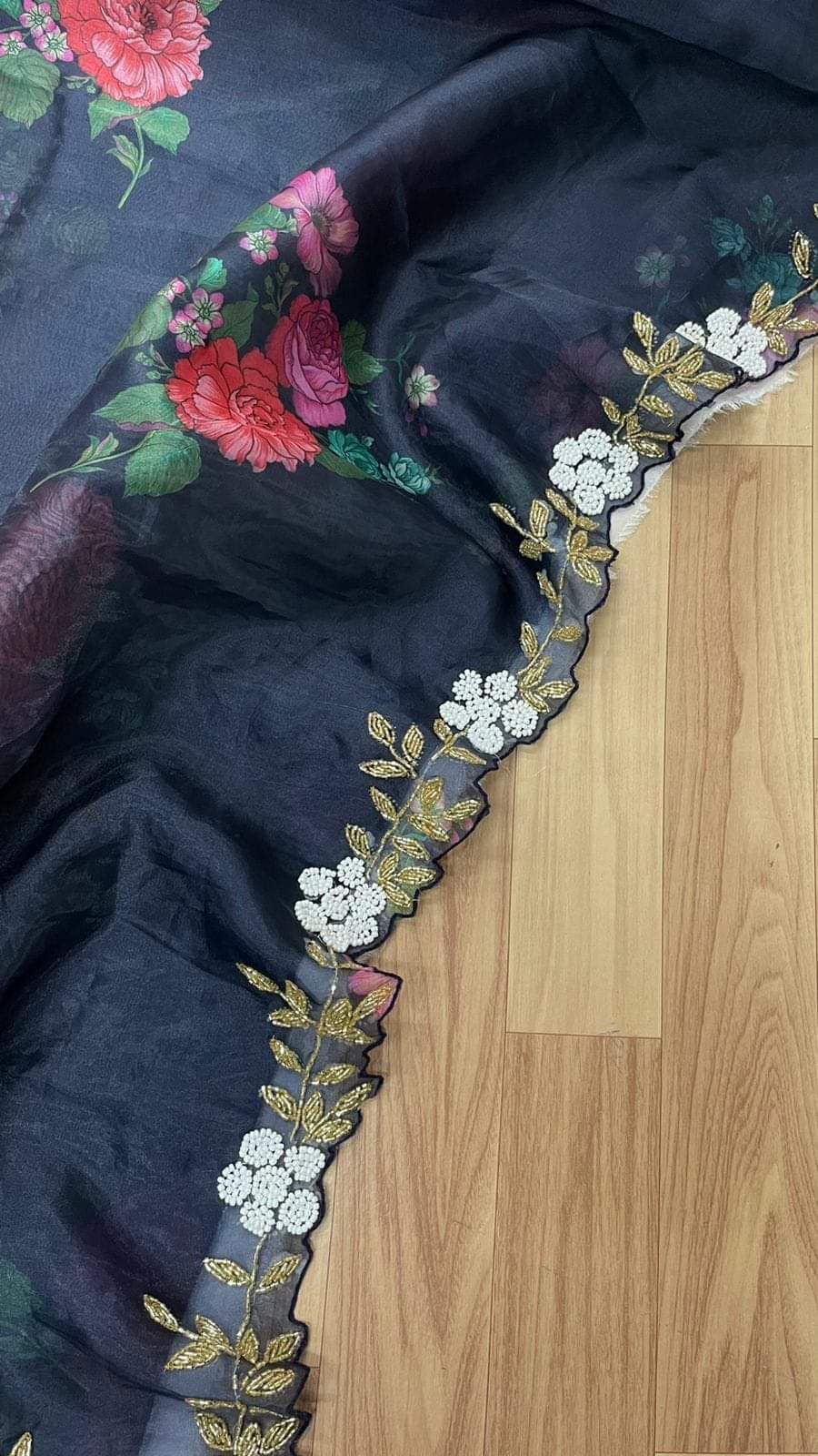 Organza Saree with Handcrafted Detailing