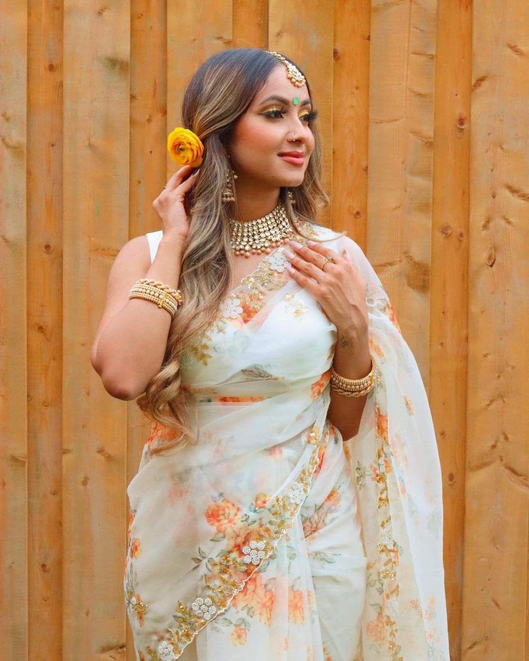 Organza Saree with Handcrafted Detailing