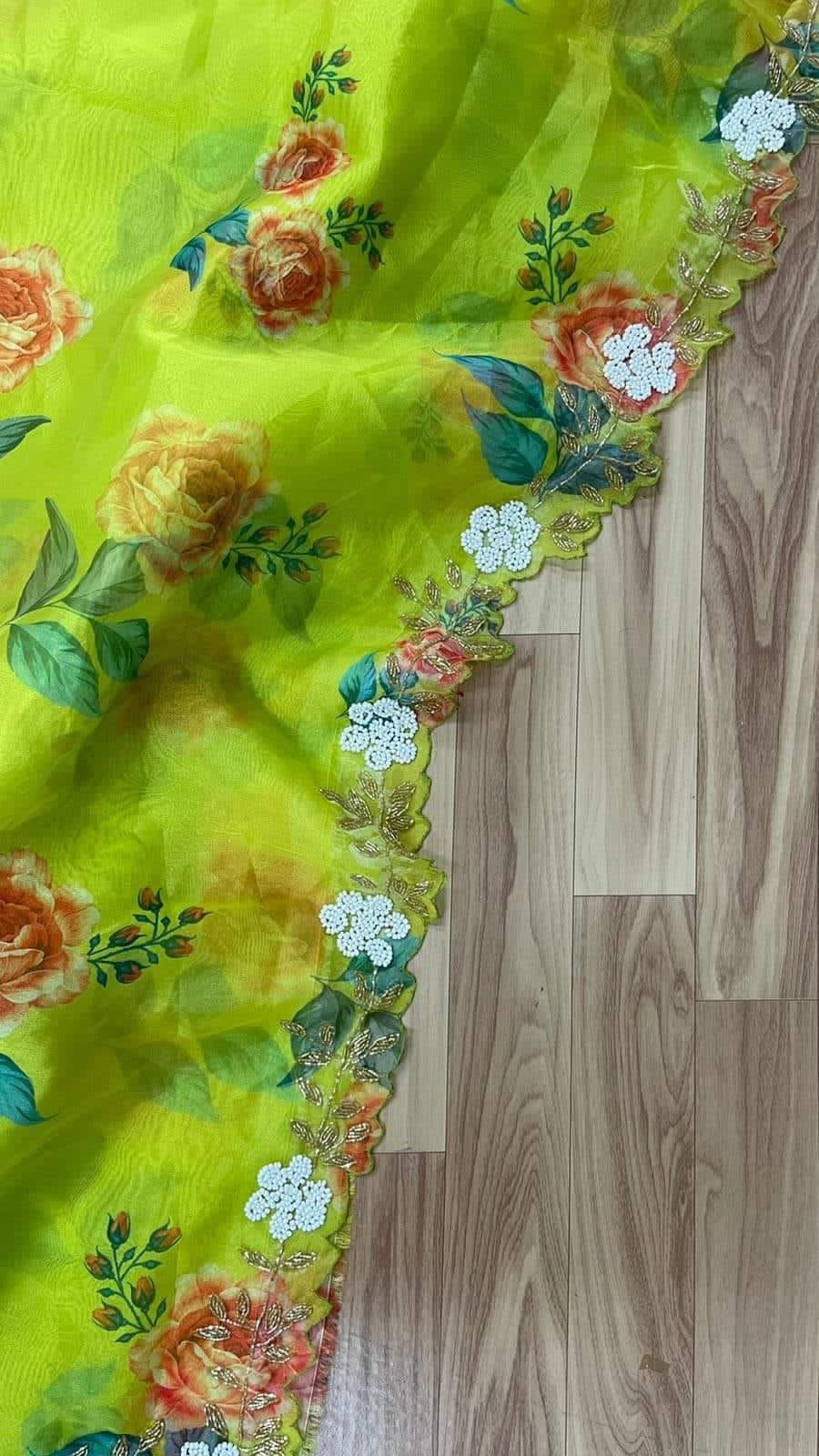 Organza Saree with Handcrafted Detailing