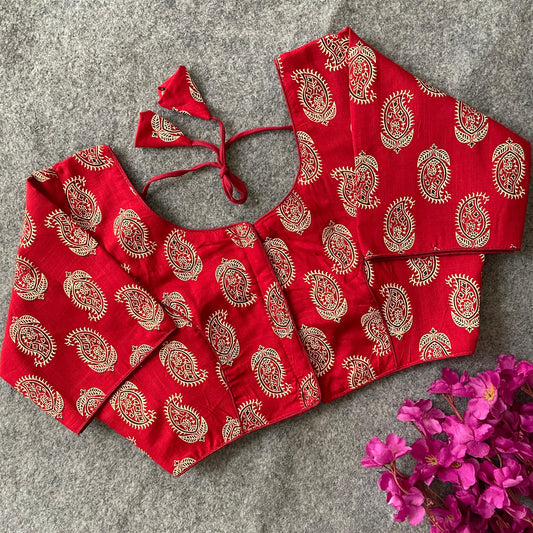 Presenting Cotton Fabric Non-Padded Ready Blouse, Abstract Printed Blouse