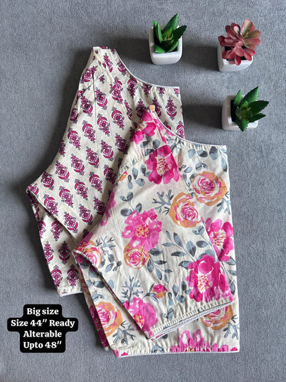 Pure Ajrakh Handloom Cotton Blouse, Boat Neck | Round Neck Options, Non-Padded Blouse