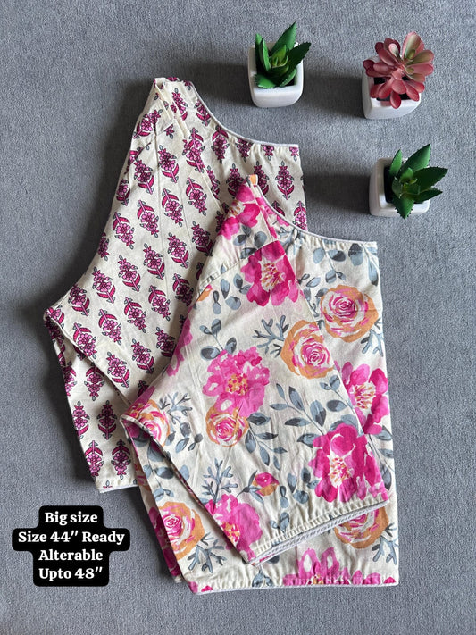 Pure Ajrakh Handloom Cotton Blouse, Boat Neck | Round Neck Options, Non-Padded Blouse