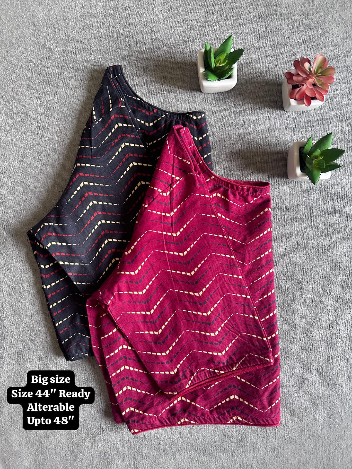 Pure Ajrakh Handloom Cotton Blouse, Boat Neck | Round Neck Options, Non-Padded Blouse