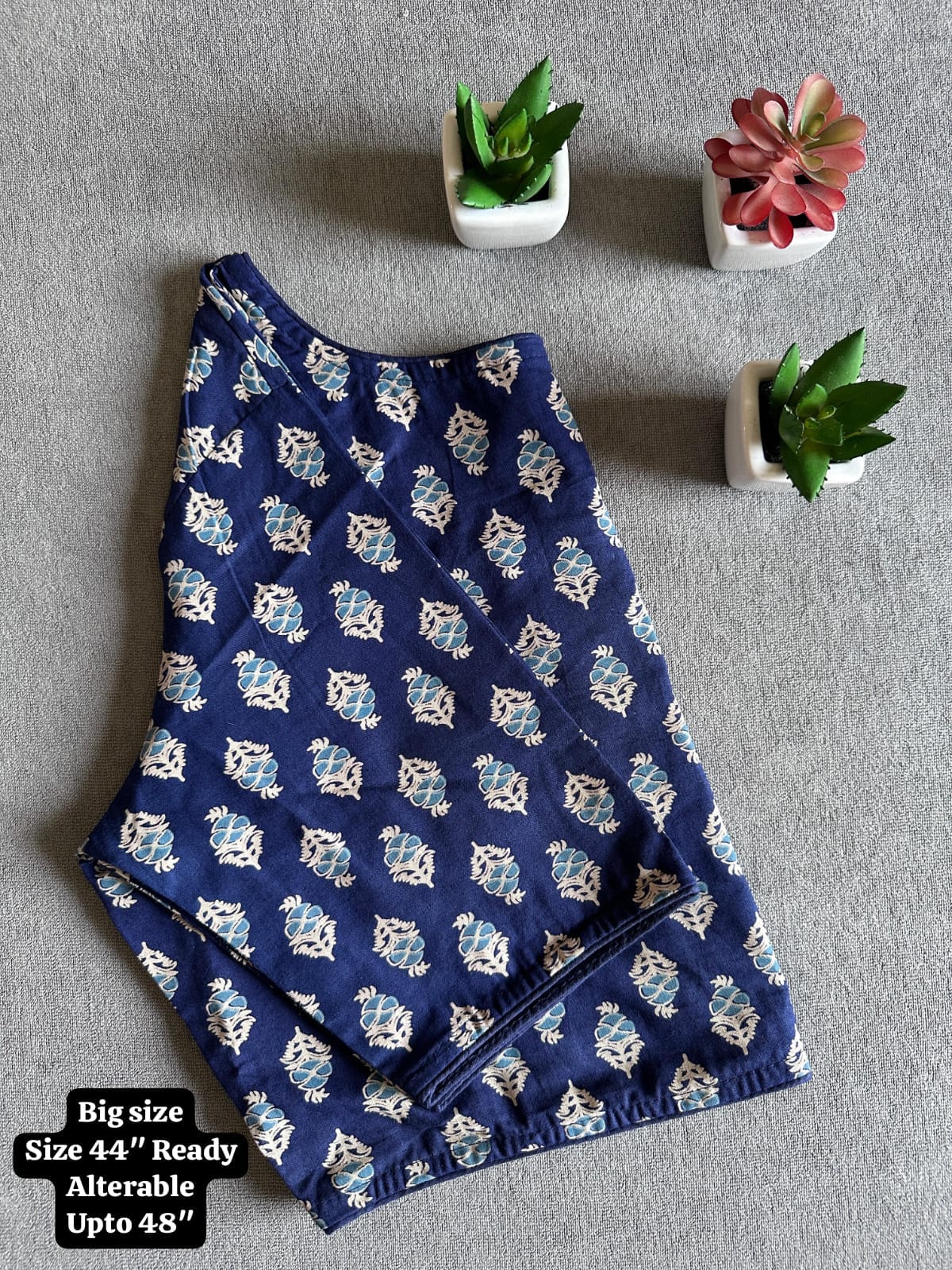 Pure Ajrakh Handloom Cotton Blouse, Boat Neck | Round Neck Options, Non-Padded Blouse