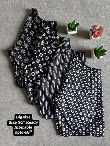 Pure Ajrakh Handloom Cotton Blouse, Boat Neck | Round Neck Options, Non-Padded Blouse