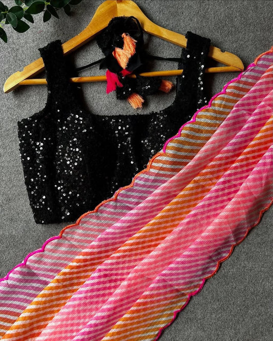 Super Rich Kota Doriya Saree with Unique Leheriya & Embroidery Arco Work