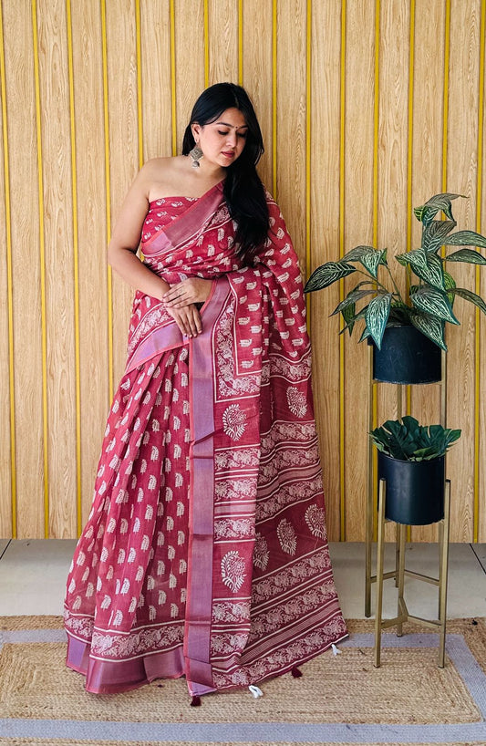 Elegance Within Reach: Soft Linen Cotton Silk Sarees for Weddings – AARYA Collection