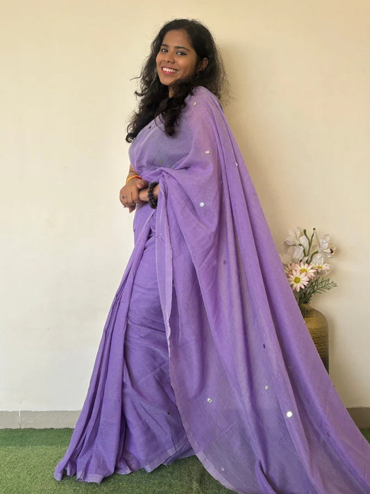 Khadi Cotton Saree with Mirror Work – A Touch of Elegance and Tradition