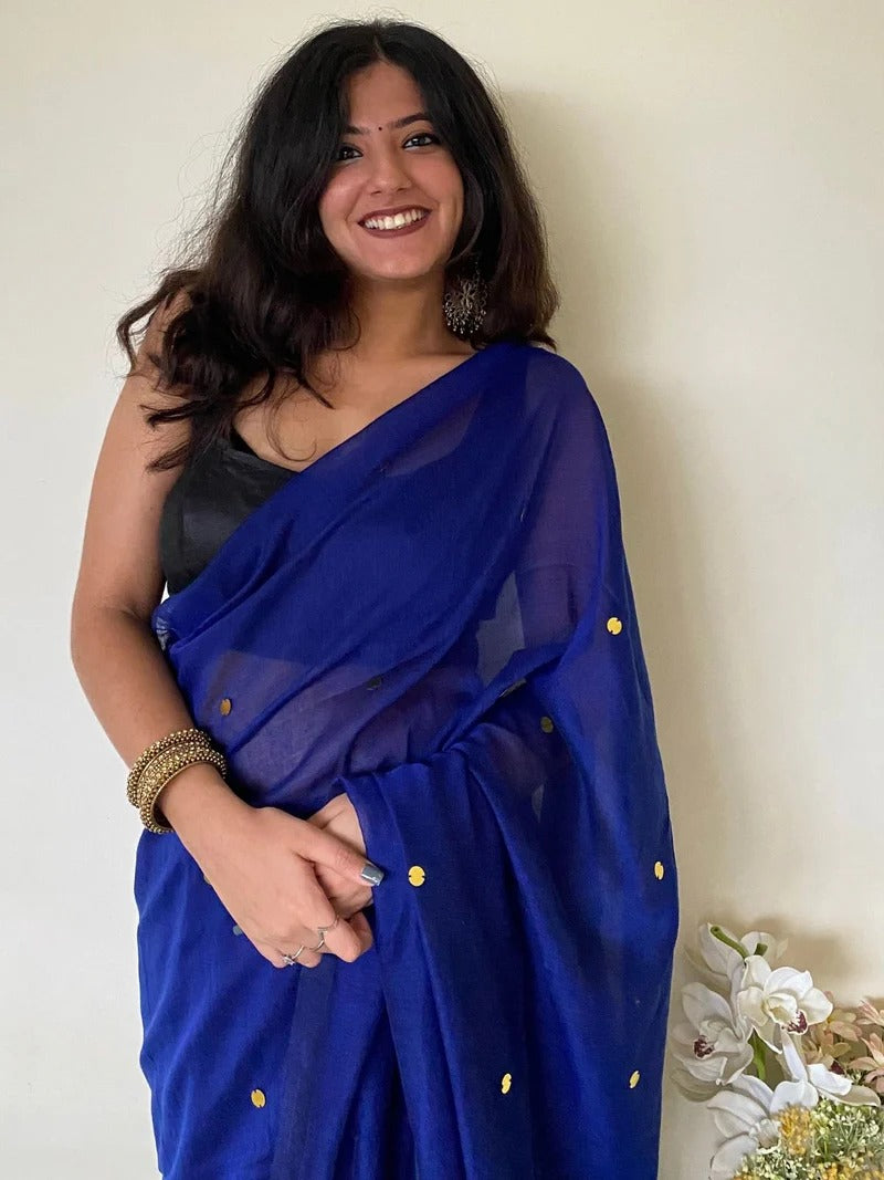 Khadi Cotton Saree with Mirror Work – A Touch of Elegance and Tradition