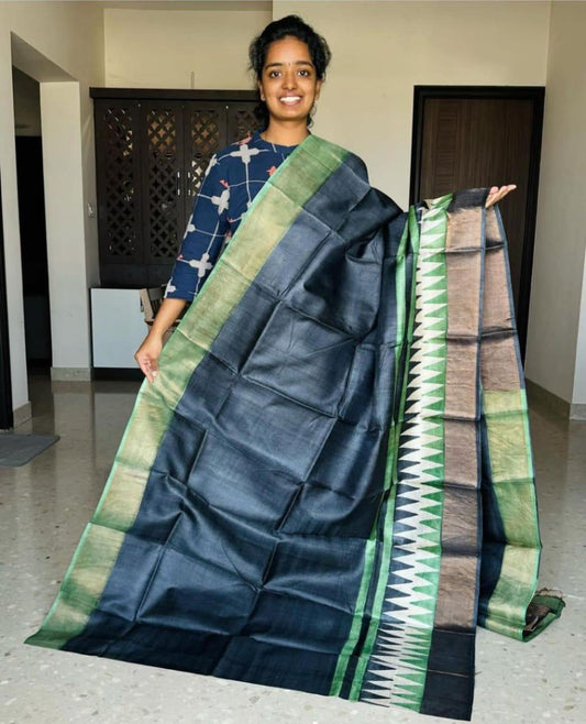 Exquisite Soft Tussar Saree with Kalamkari Print &amp; Zari Border