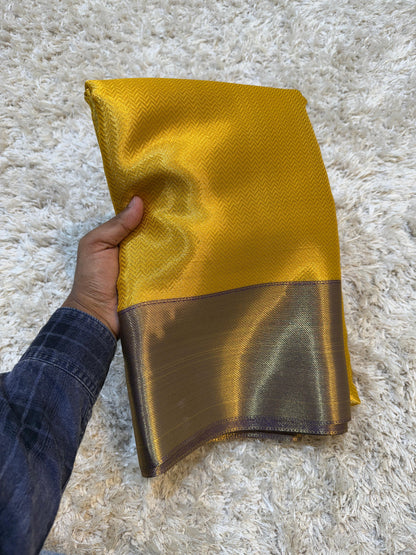 Banarasi Tissue Brocade Tanchui Soft Silk Saree, Allover Gold Zari Weaving