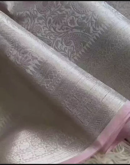 Banarasi Silver Katan Tissue Saree Brocade Blouse
